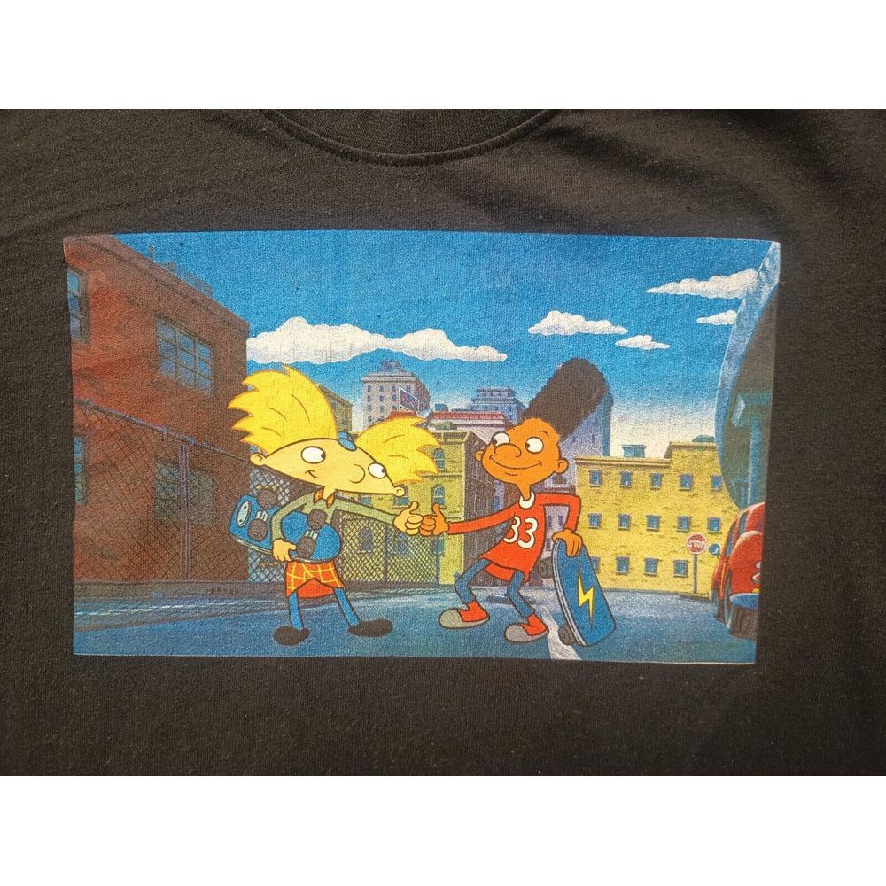 Y2k Hey Arnold! Arnold Gerald Handshake Grafic T-shirt Size Medium Black Vintage